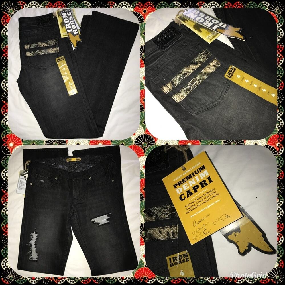 Iron Horse Jeans Snake Print Embellishments Sz 4